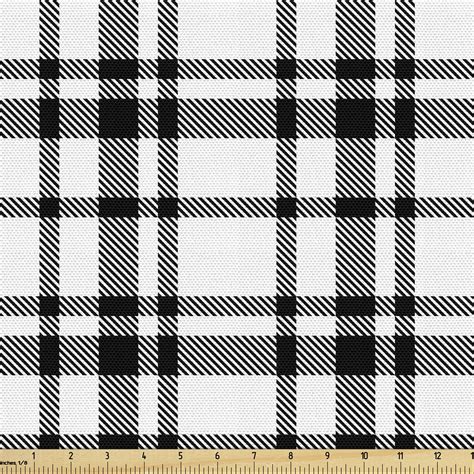 Plaid Fabric By The Yard Black And White Tartan Pattern Graphic Grid