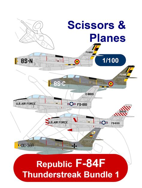 1 100 Snp Republic F 84F Thunderstreak Bundle 1 Paper Model EcardModels