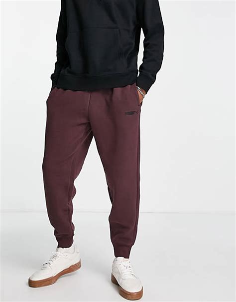 Puma Classic Oversized Joggers In Burgundy Asos