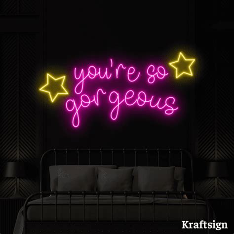 Craftnamesign Youre So Gorgeous Neon Sign Party Decor Bedroom Wall