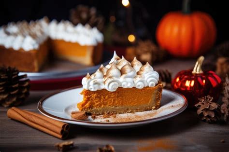 Premium AI Image Homemade Pumpkin Pie With Whipped Cream Perfect For