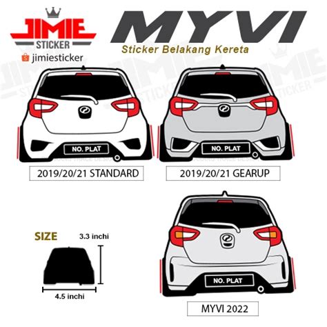 Sticker Kereta Perodua Myvi Sticker Belakang Custom Warna Dan Nom