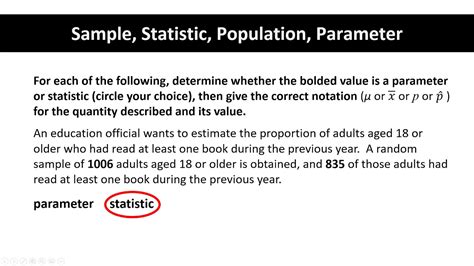 Sample Statistic Population Parameter Part 2 Youtube