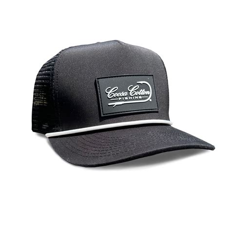 Rope Trucker Hat Solid Black Coosa Cotton