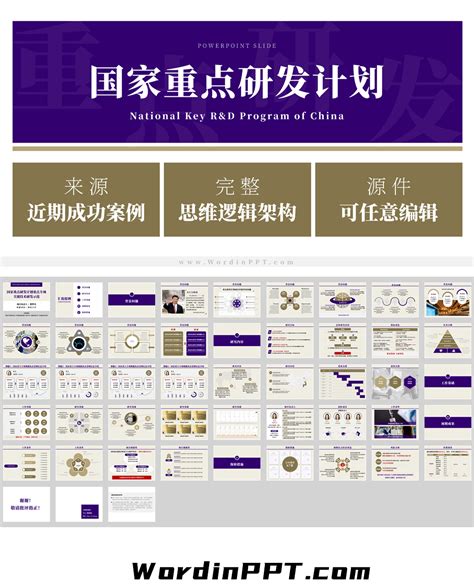 科技部国家重点研发计划ppt模板下载 Wordinppt 学术ppt制作院士增选ppt国家科技奖ppt杰青ppt长江学者ppt优