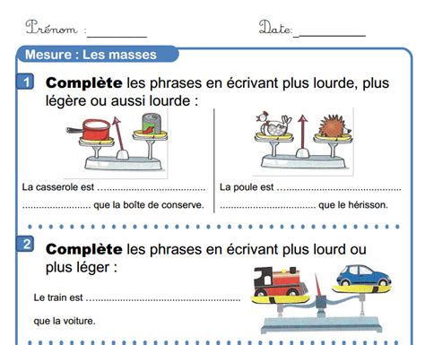 Mesures De Masse L Ecole De Crevette