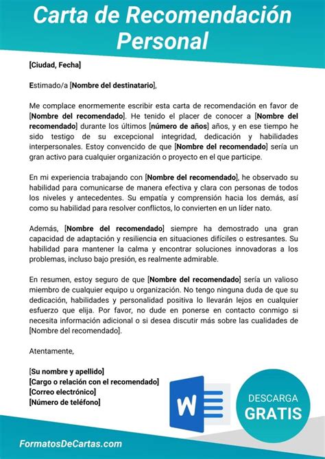 Formatos De Cartas De Recomendación Para Llenar En Word Ejemplos 2023