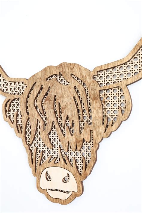 Laser Cut File Highland Cow Svg Rattan Highland Cow Etsy