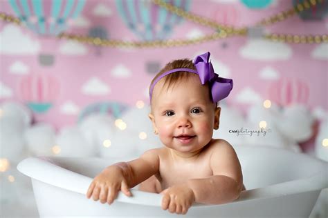 Hot Air Balloon First Birthday Cake Smash Photoshoot