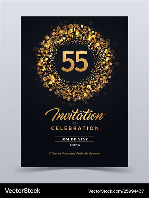 Years Anniversary Invitation Card Template Vector Image