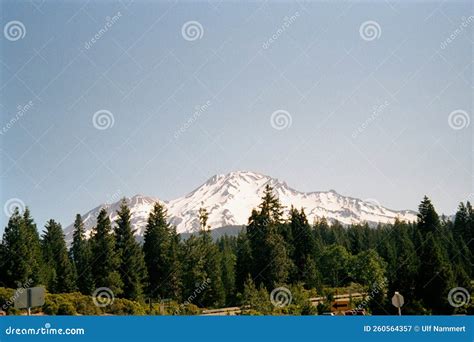 Panorama Of Mount Shasta Volcano In The Cascade Range California Stock