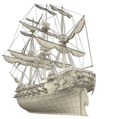 3d Model Pirate Ship Vr Ar Low Poly Cgtrader