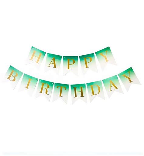 ᐉ Бумажная гирлянда Happy Birthday 2,5 м Зеленый омбре (415435)