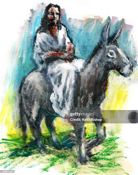 Jesus Christ On Donkey Palm Sunday High-Res Vector Graphic - Getty Images