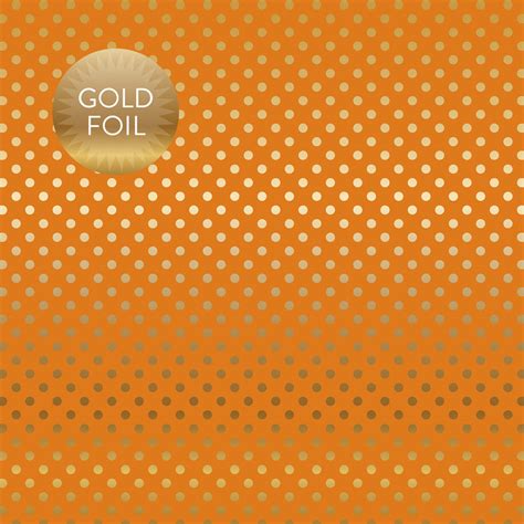 Autumn Orange Gold Foil Dot 12x12 Dots And Stripes Cardstock The