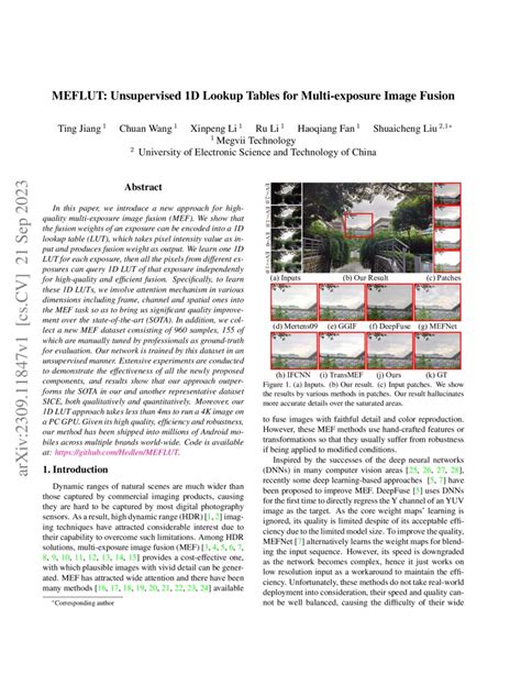 Meflut Unsupervised D Lookup Tables For Multi Exposure Image Fusion