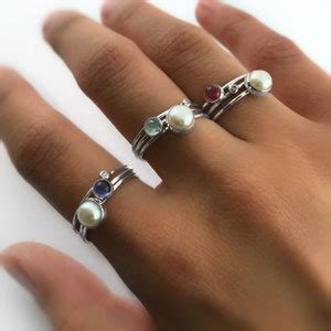 Akoya Pearl And Diamond Stacking Ring Set In Sterling Silver Lustrous