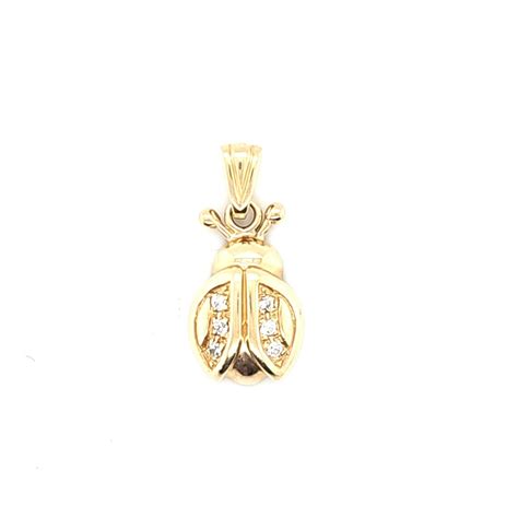 14K Gold Ladybug Pendant W Diamond Accents 2 3 Grams Gem