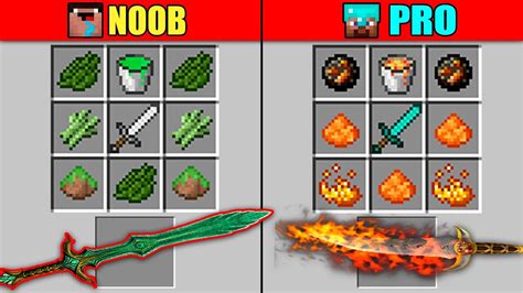 Minecraft Noob Vs Pro Super Fire Sword Crafting Challenge In Minecraft