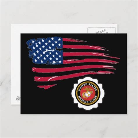 Usmc Emblem And Us Flag Postcard Zazzle