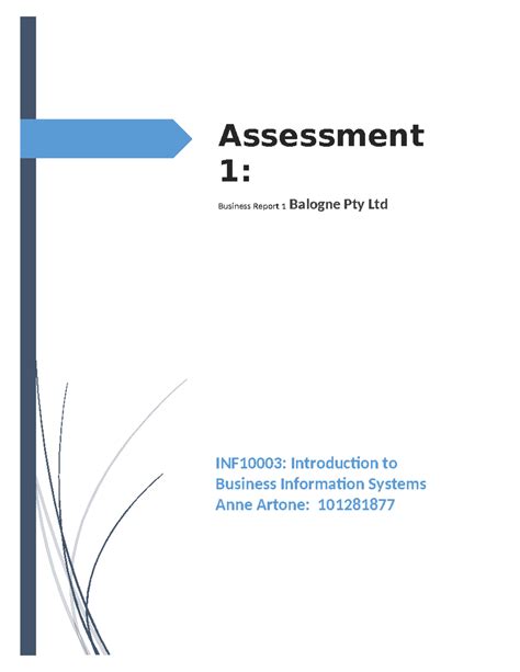 Balogne Pty Ltd Report 1 Assessment 1 Business Report 1 Balogne Pty Ltd Inf10003