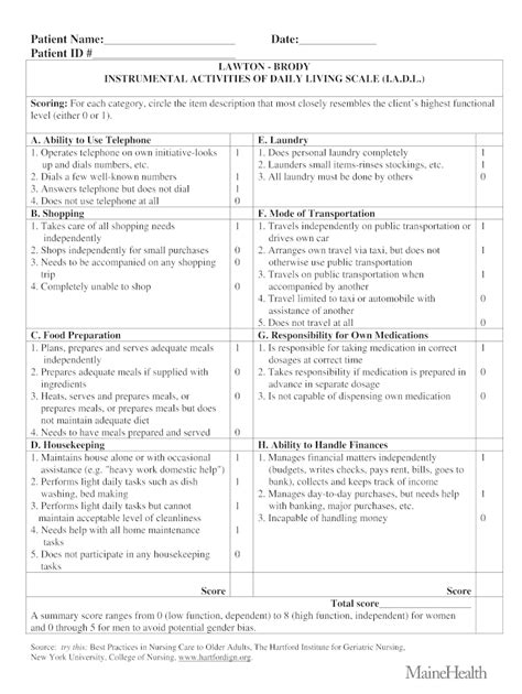 Instrumental Activities Of Daily Living Scale I Fill And Sign