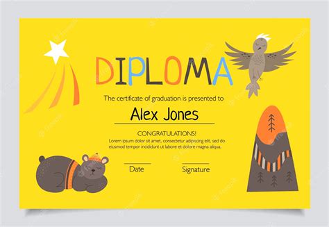 Plantilla De Diploma Para Fondo De Certificado De Niños Con Elementos Lindos Dibujados A Mano