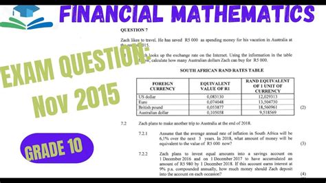 Financial Mathematics Grade 10 Nov 2015 Exam Question Youtube