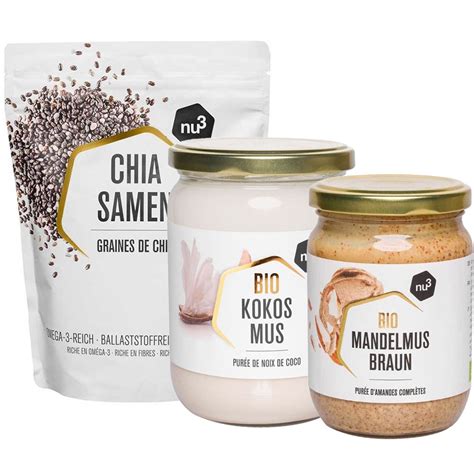 Nu Graines De Chia Pur E D Amandes Brune Bio Pur E De Noix De Coco