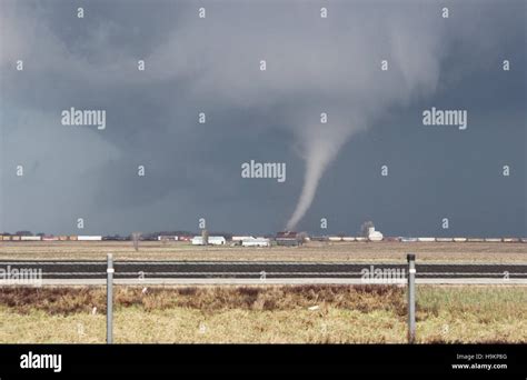 A small cone tornado does damage in Illinois Stock Photo - Alamy