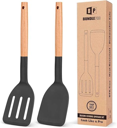 Pack Of 2 Silicone Cooking Spatula Heat Resistant Solid Turner Non