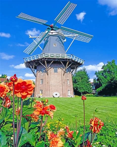 Aesthetic Windmill Landscapes Paint By Numbers Numeral Paint Kit