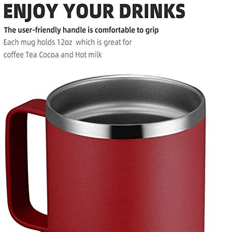 Meway 12oz Coffee Mug With Handle 2 Pack Bulk Stainless Steel Insulated