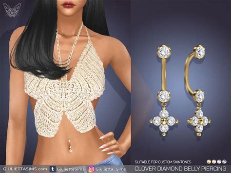 Feyona S Clover Diamond Belly Piercing Left Brow Ring Category Sims