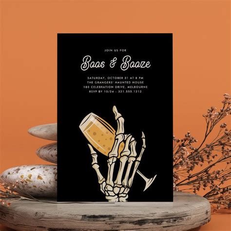 Ghostly Champagne Boos Booze Halloween Party Invitation Zazzle