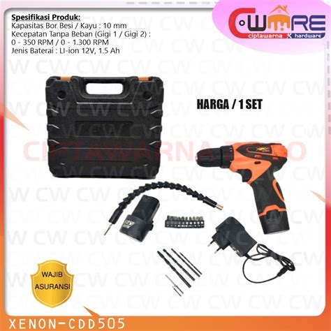 Jual Xenon Cdd Bor Cordless Drill Elektrik Bor Listrik V Baterai