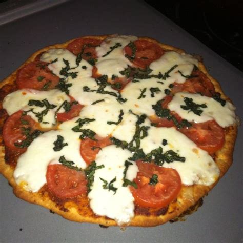 Homemade And Healthy Fresh Mozzarella Tomato And Basil Pizza Fresh