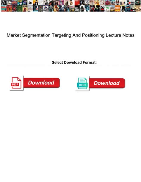 Market Segmentation Targeting And Positioning Lecture Notes DocsLib