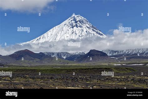 Nature Of Kamchatka Panoramic View On Beautiful Volcanic Landscape