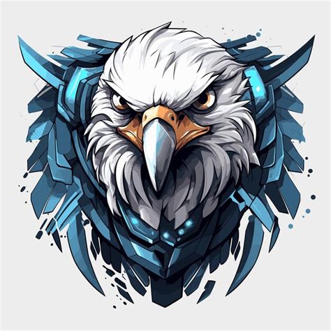 Logotipo De Mascota Vectorial Cyborg Eagle Vector Premium