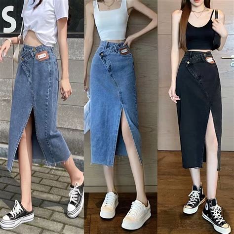 Jual Terbaru Rok Jeans Wanita Rok High Waist Rok Jins Panjang