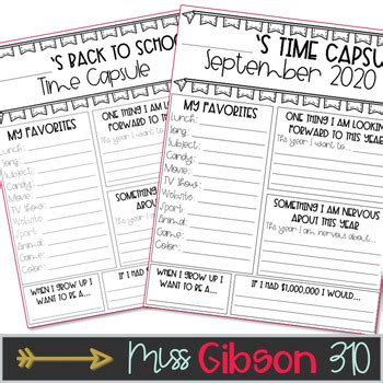 Time Capsule Letter by MissGibson310 | Teachers Pay Teachers