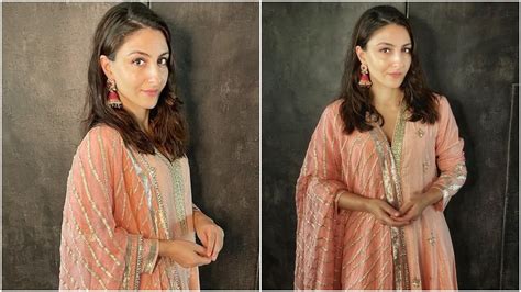 Soha Ali Khan In Rs 21k Blush Pink Churidar Set Wishes Fans Eid Mubarak