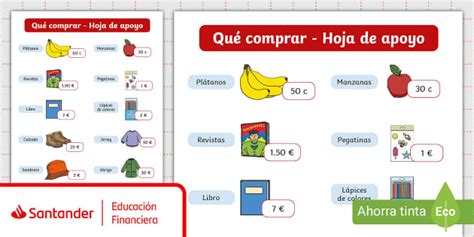 Free Educaci N Financiera Santander Ficha De Apoyo Qu Comprar