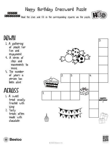 Birthday Themed Crossword Puzzles Beeloo Printable Crafts And