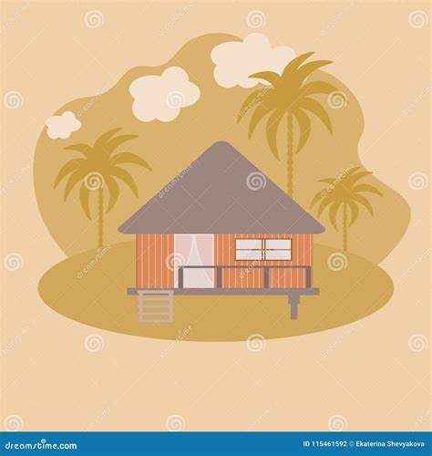 Vector Abstract House Of A Wooden Bungalow Stock Vector Illustration