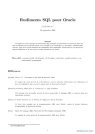 PDF Rudiments SQL Pour Oracle Cours Et Formation Gratuit