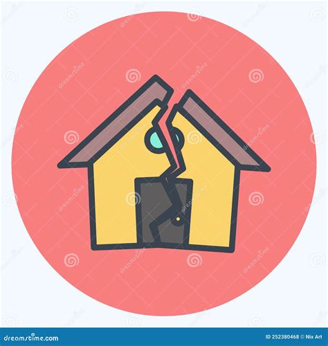 Icon Earthquake Hitting House Suitable For Disasters Symbol Color