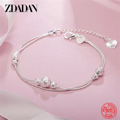 Zdadan Silber Doppel Schicht Perle Armband Kette F R Frauen Mode