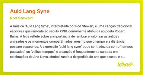 Significado Da Música Auld Lang Syne Rod Stewart Letrasmusbr